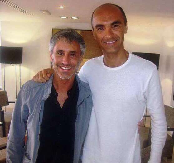 Sergio Dalma con el productor teldense Juanfra Suárez (Foto TA)